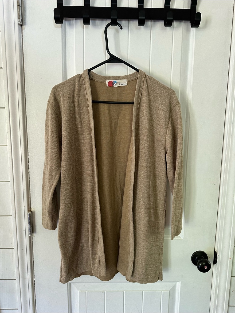 Free People Lightweight Open-Front Cardigan in Tan